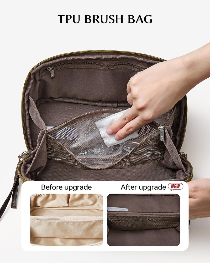 EACHY Travel Makeup Bag, Large Toiletry Bag for Women, Flat-Opening Organizer Pouch with Compartments - Image 3