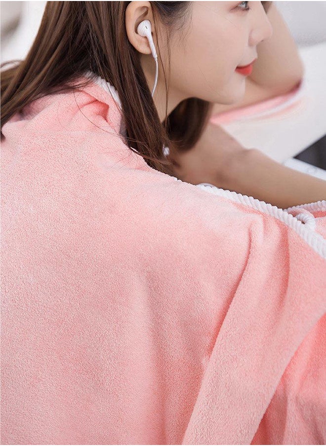 ماركة غير محددة منشفة استحمام قابلة للارتداء منشفة استحمام مخملية مرجانية مخملية قابلة للارتداء مع منشفة استحمام سريعة الامتصاص سريعة الجفاف  - Image 2