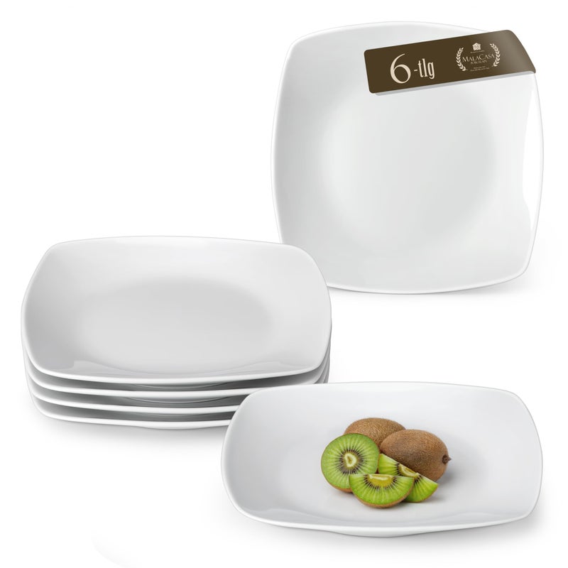 MALACASA Side Plates 65 Ivory White Porcelain Square Dessert Plates Set of 6 Dishwasher  Microwave Safe Snack Plate Series Julia