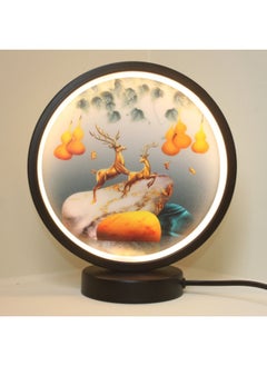 General Nordic Creative Ring Led Lamp Stepless Dimming Night Light Energy-saving Eye Protection Dormitory Fill Light Diy Handmade-Specification:20cm Black Circle-golden Gourd Deer-【usb Interface】 Warm Light  - Image 1