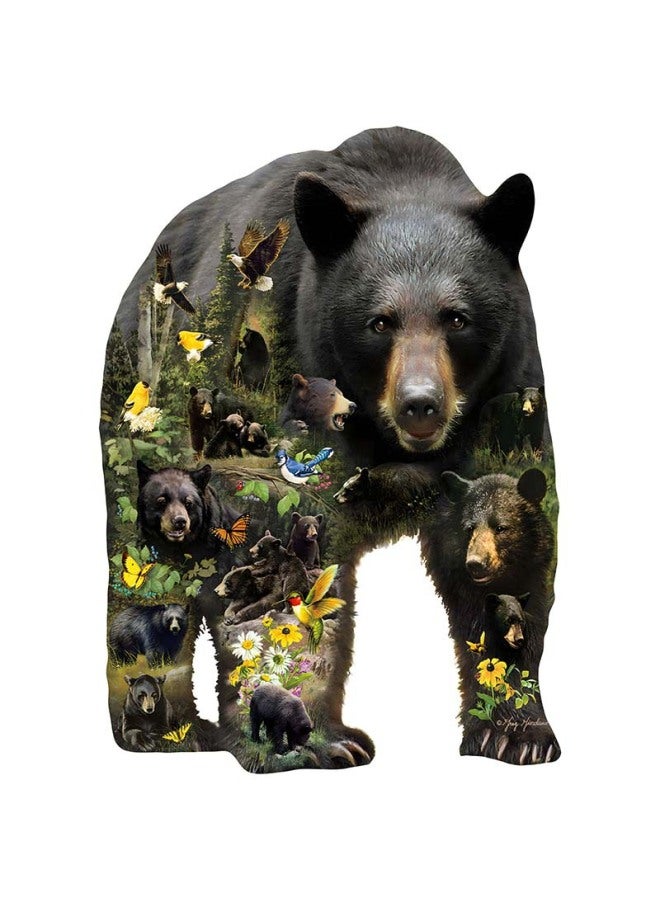 Irregular Shaped Wooden Animal 3D Three-dimensional Puzzle Building Blocks A Generation Of Eagle-Color:【Cartons】 Black Bear Home A4 - Image 1