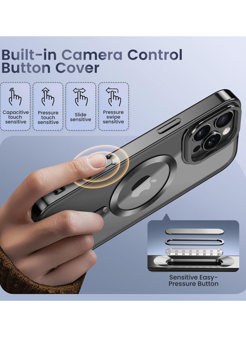 GolbinBox For iPhone 16 Pro Magnetic Phone Case with Holder [Compatible with MagSafe] [Camera Control Capture Button] [16FT Premium Drop Protection] Shockproof Ultra-Thin Phone Case 6.3 Inch Black  - Image 2