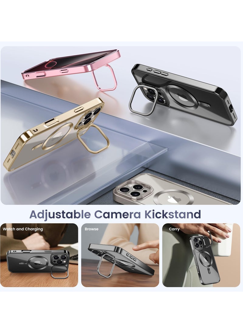 GolbinBox For iPhone 16 Pro Magnetic Phone Case with Holder [Compatible with MagSafe] [Camera Control Capture Button] [16FT Premium Drop Protection] Shockproof Ultra-Thin Phone Case 6.3 Inch Black  - Image 5