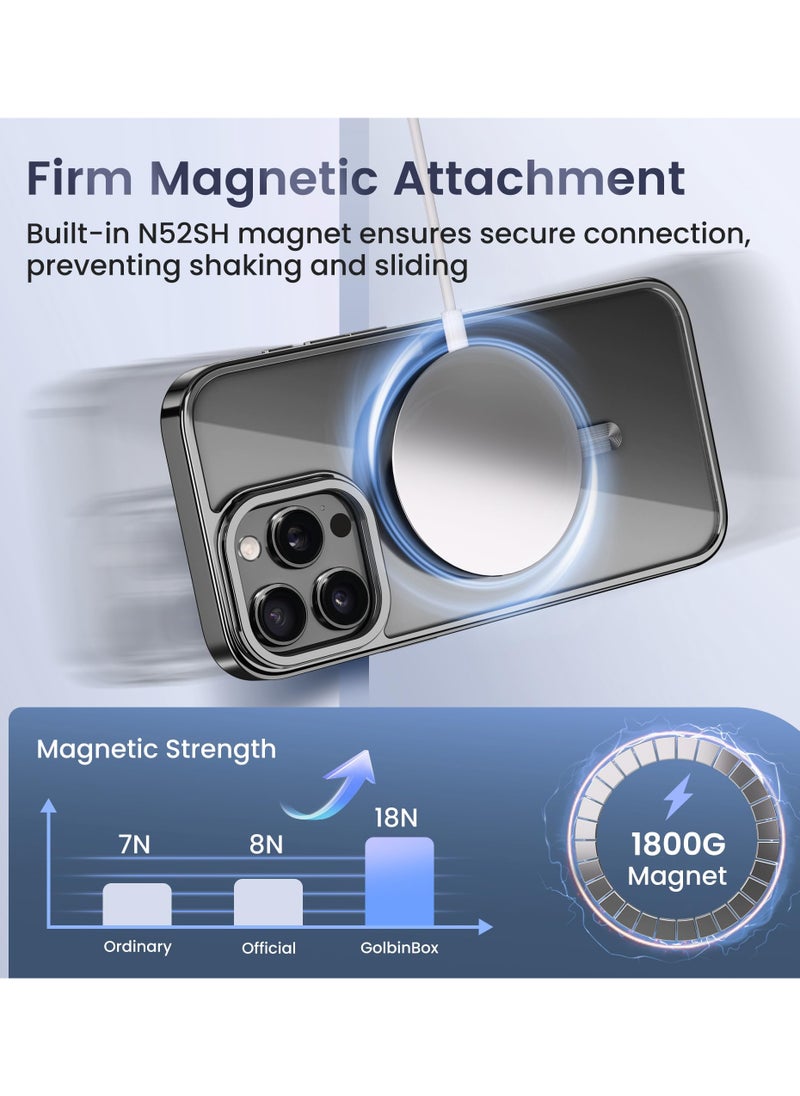 GolbinBox For iPhone 16 Pro Magnetic Phone Case with Holder [Compatible with MagSafe] [Camera Control Capture Button] [16FT Premium Drop Protection] Shockproof Ultra-Thin Phone Case 6.3 Inch Black  - Image 4
