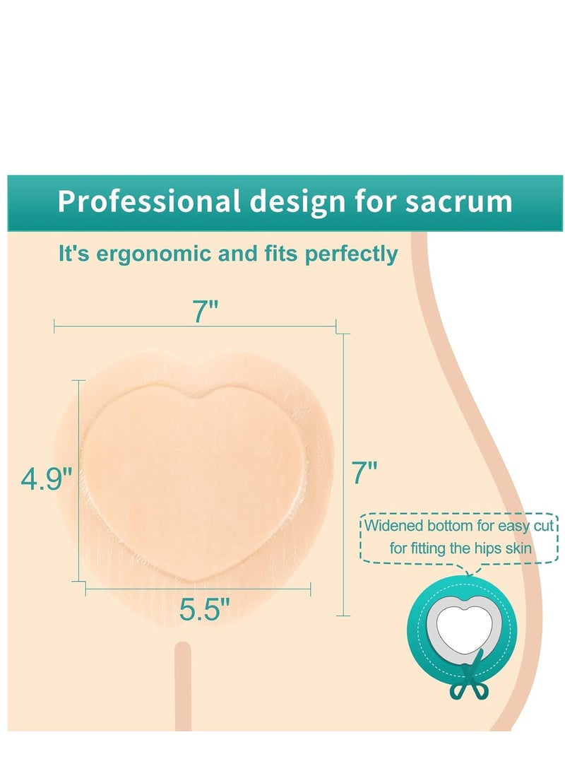 KASTWAVE Ag Silver Sacrum Foam Wound Dressing Bandages Silicone Adhesive Border 7"x7" Waterproof Sacral Pads Absorbent Breathable Bed Sore Pressure Dressing - Image 2