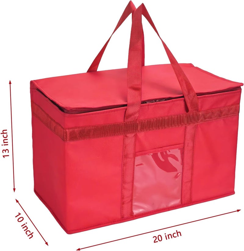 Yalin XXL Large Insulated Cooler Bag, Styrofoam Cooler of Keep Food Hot or Cold, Reusable Double Zipper Food Delivery Bag for Grocery Shopping, 20" W x 13" H x 10" D (Red, XXL) - Image 5