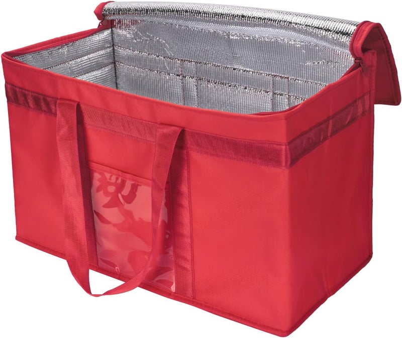 Yalin XXL Large Insulated Cooler Bag, Styrofoam Cooler of Keep Food Hot or Cold, Reusable Double Zipper Food Delivery Bag for Grocery Shopping, 20" W x 13" H x 10" D (Red, XXL) - Image 2