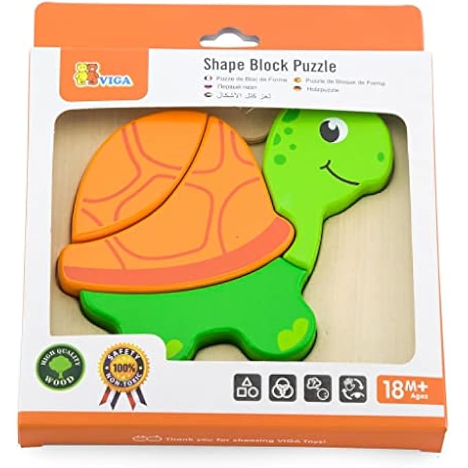 TURTLE SHAPE BLOCK PUZZLE FOR KIDS AGES 18+ MONTHS - Image 2