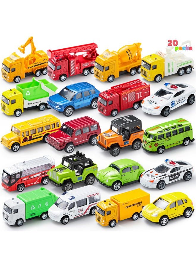 JOYIN 20PCS Die Cast Pull Back Cars, Metal Toy Cars, Car Toys Bulk, Vehicle Set for Toddlers, Child Party Favors, Cake Toppers, Stocking Stuffers, Race Cars Toys for Boys, Gift Car Set for Babies - Image 1