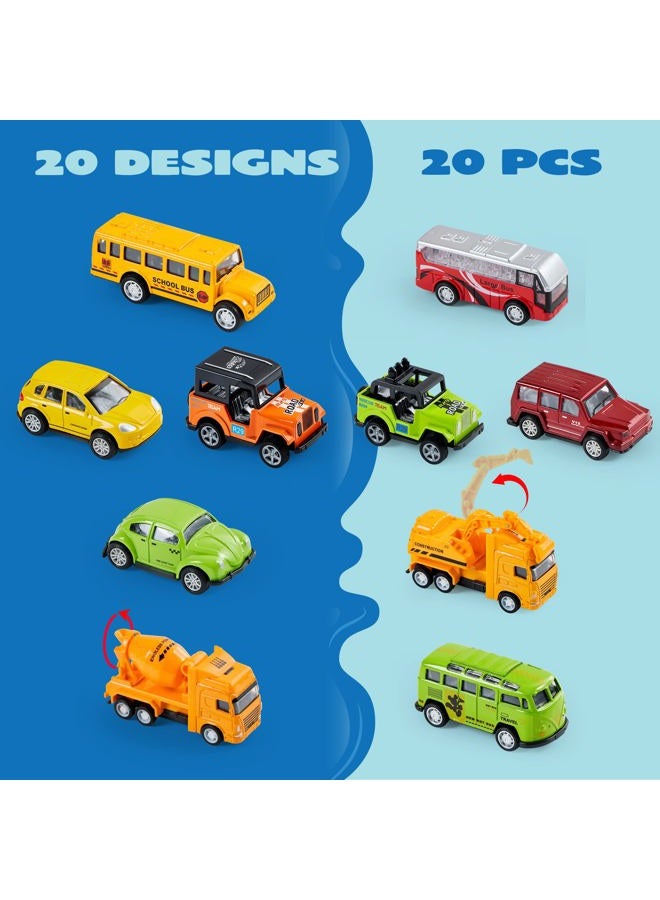 JOYIN 20PCS Die Cast Pull Back Cars, Metal Toy Cars, Car Toys Bulk, Vehicle Set for Toddlers, Child Party Favors, Cake Toppers, Stocking Stuffers, Race Cars Toys for Boys, Gift Car Set for Babies - Image 4