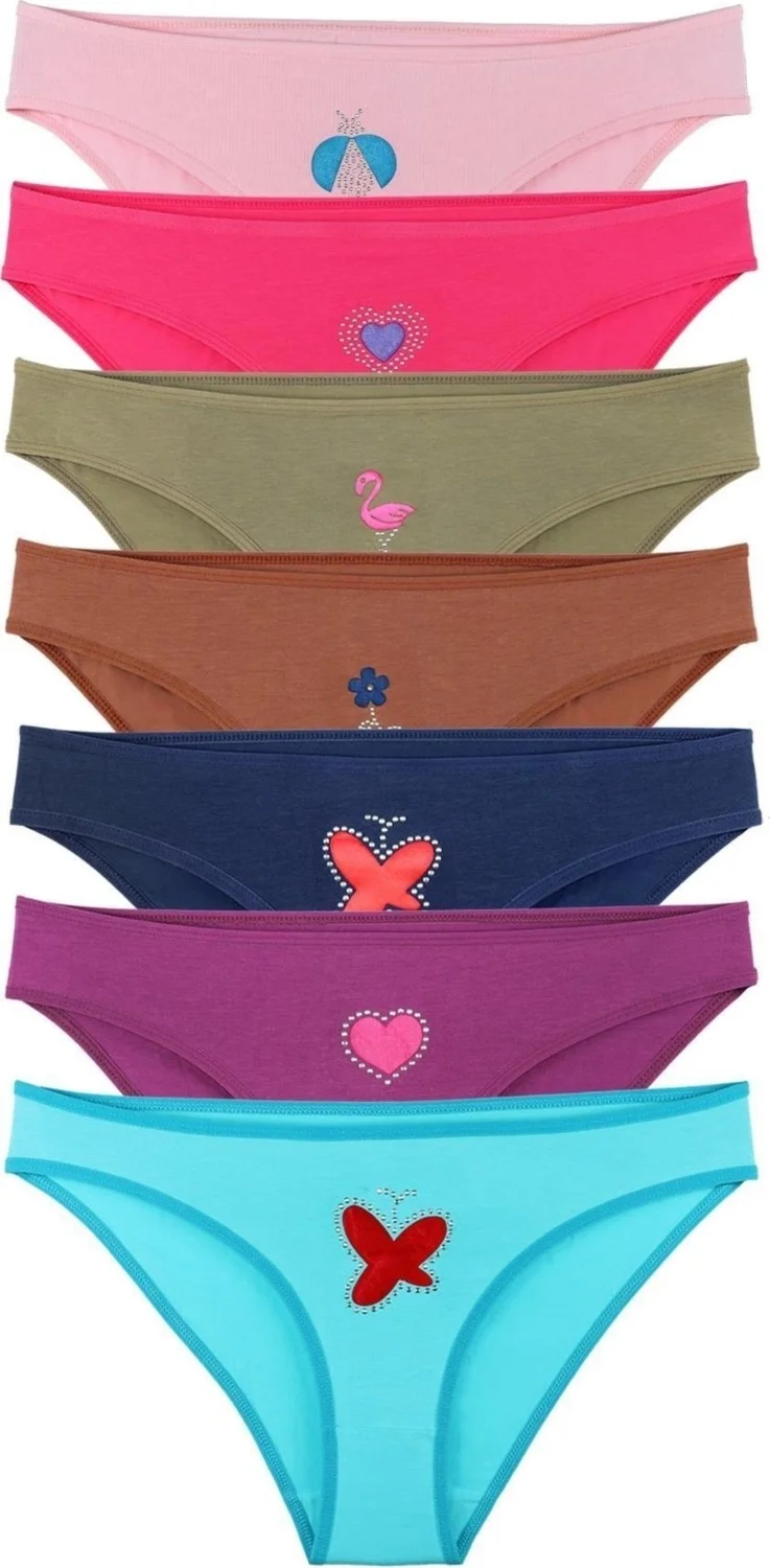 سينسو Women's Cotton Stone Printed 7-Piece Slip Panties Set - KTS2088