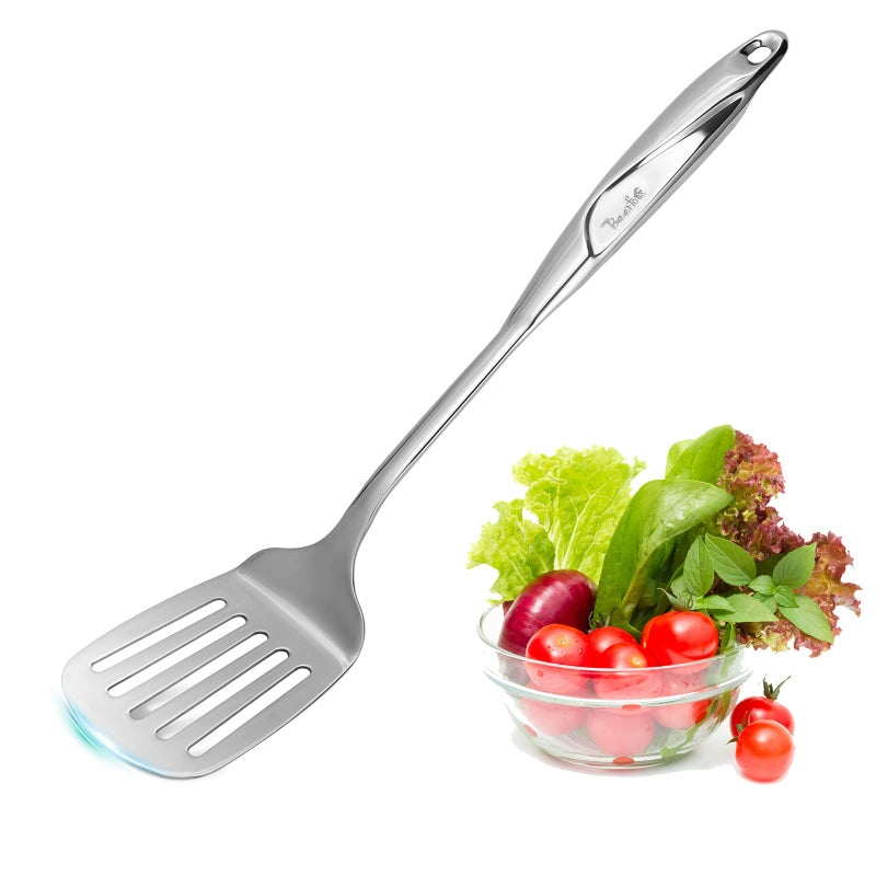 BAERFO Kitchen Utensils Contains Soup ladle Spaghetti Claw Wok Turner Shovel Slotted Turner Premium Stainless Steel No rust Dishwasher Safe Slotted Spatula