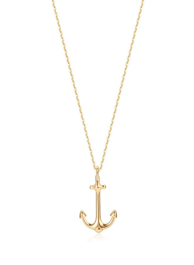 MEVECCO Gold Dainty Anchor Pendant Necklace,14K Gold Plated Minimalist Necklace for Women - Image 1