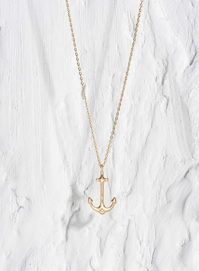 MEVECCO Gold Dainty Anchor Pendant Necklace,14K Gold Plated Minimalist Necklace for Women - Image 5