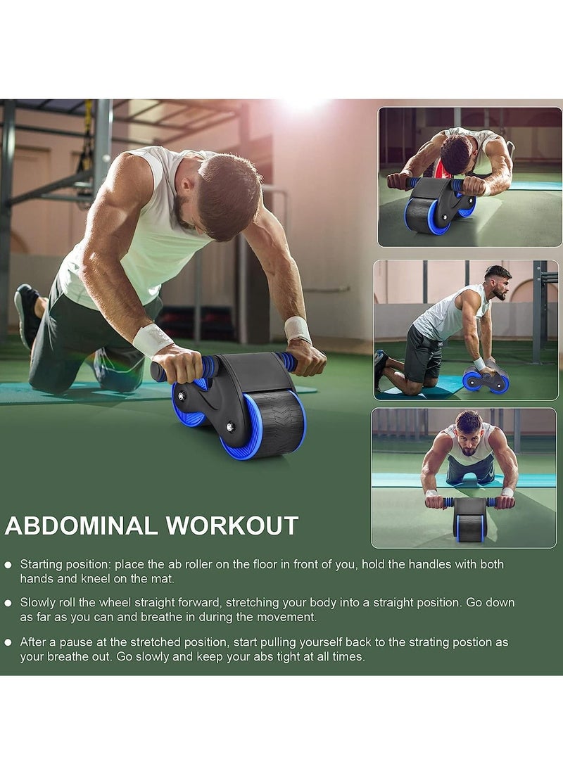 Automatic Rebound Abdominal Wheel - Abdominal Wheel Roller, Ab Roller Wheel with Knee Pads, Automatic Rebound Assistance and Resistance Springs with Ergonomic Handle