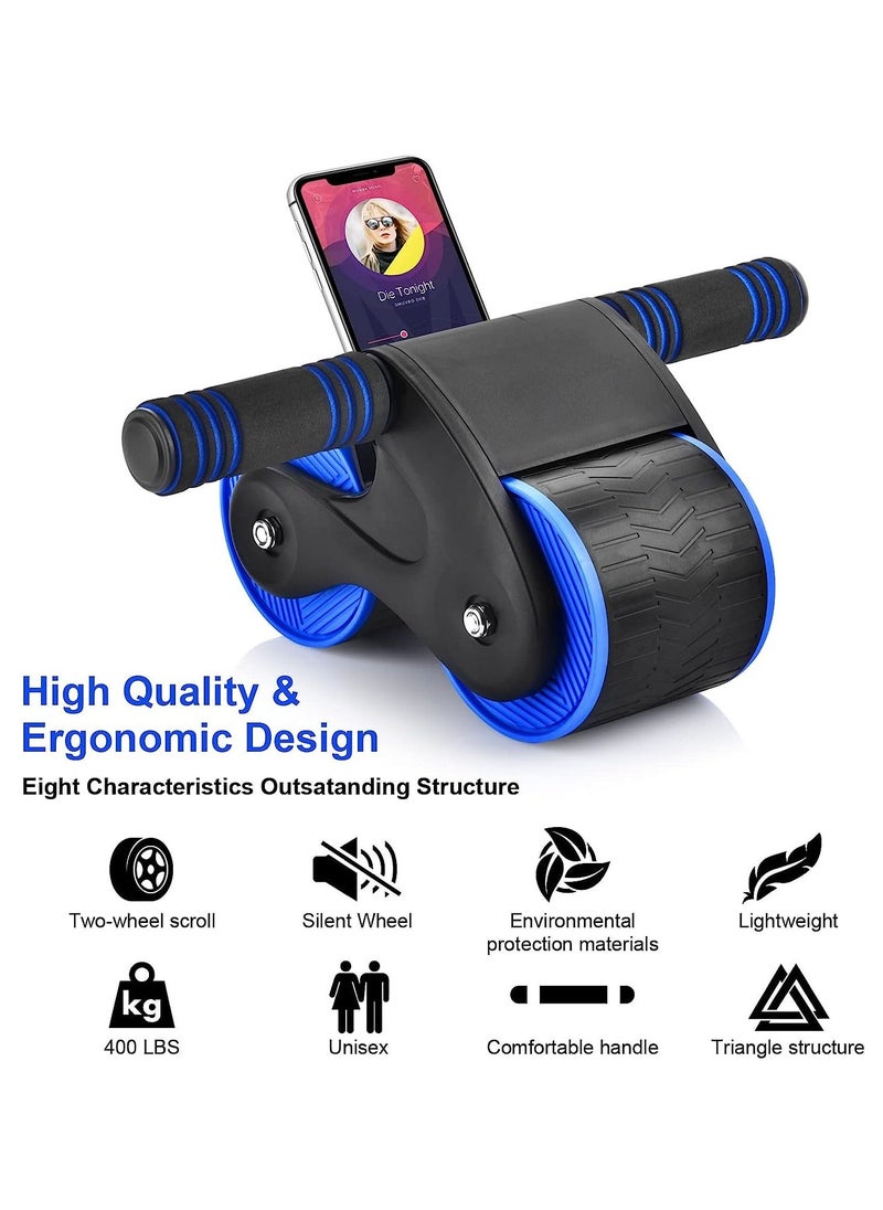 Automatic Rebound Abdominal Wheel - Abdominal Wheel Roller, Ab Roller Wheel with Knee Pads, Automatic Rebound Assistance and Resistance Springs with Ergonomic Handle