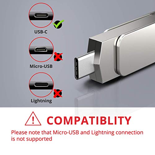 MOSDART 128GB USB C 3.2 Fast Speed C and A Dual Flash Drive, exFAT Memory Stick with Keychain Loop, for iPhone 15,16,17, Android Phone, iPad, MacBook, Silver(Pack of 2) - Image 2