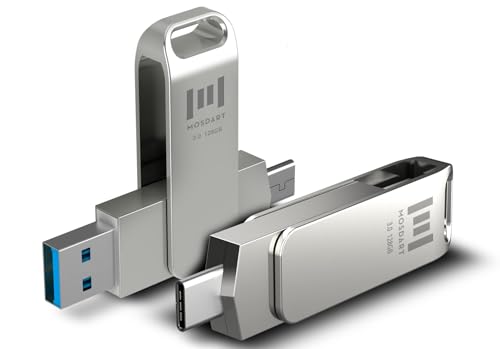 MOSDART 128GB USB C 3.2 Fast Speed C and A Dual Flash Drive, exFAT Memory Stick with Keychain Loop, for iPhone 15,16,17, Android Phone, iPad, MacBook, Silver(Pack of 2) - Image 4
