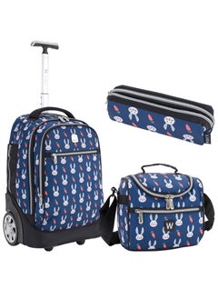 Wires 3 Piece Kids School Trolley Bag laptop compartment 2 Wheels With Lunch bag & Pencil Case  - Image 1