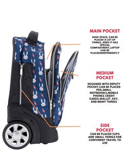 Wires 3 Piece Kids School Trolley Bag laptop compartment 2 Wheels With Lunch bag & Pencil Case  - Image 2