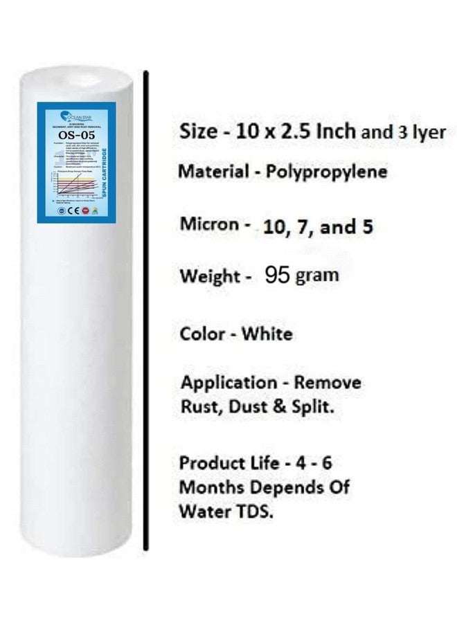 Ocean Star Technologies - Filter Candle | PP Spun Cartridge | 5 Micron Pre Filter for All Type RO Water Purifier in 9 LTR to 25 LTR Pcs(10 inch) Pack of (4) - Image 2