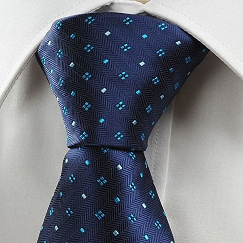 KissTies Ties for Men Tie Neckties Dark Blue Dots Formal Business Necktie - Image 2