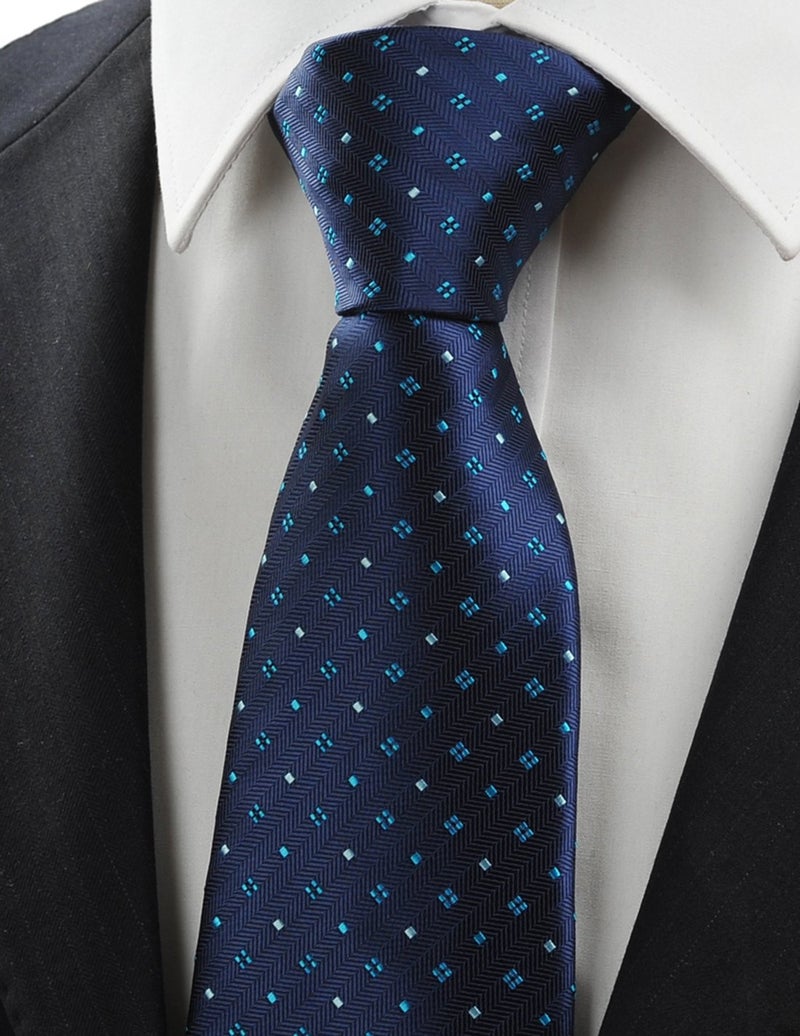KissTies Ties for Men Tie Neckties Dark Blue Dots Formal Business Necktie - Image 4
