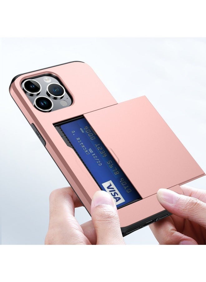 WAOKN - Wallet Case for iPhone 15 Pro Max,Anti-Drop Cushioned Slim Fit Protective Soft TPU Shockproof Case with Cute Card Holder,Slim and Shockproof Fingerprint Resistant Cover,with Hidden Card Holder,Pink - Image 1