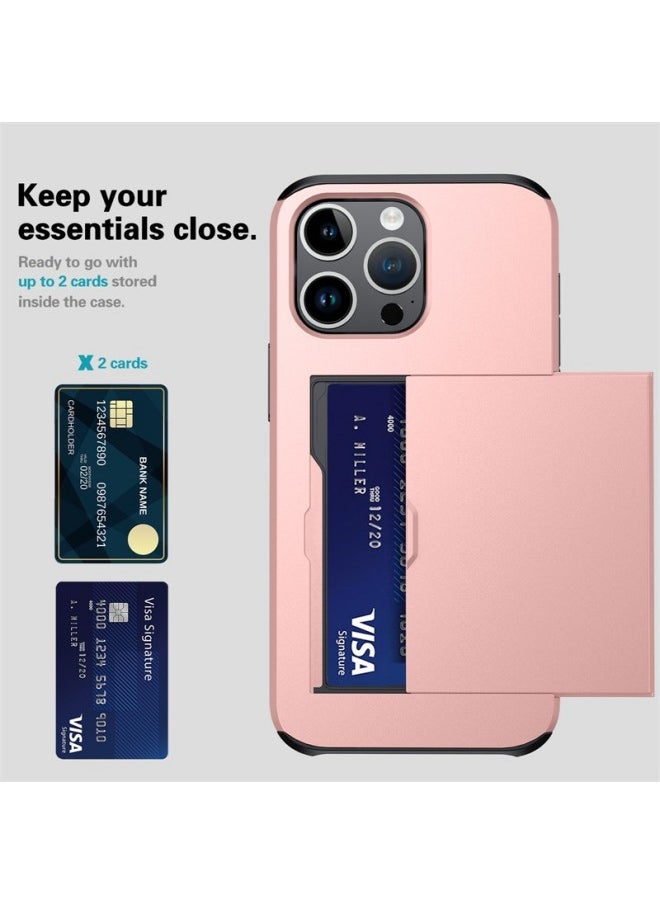 WAOKN - Wallet Case for iPhone 15 Pro Max,Anti-Drop Cushioned Slim Fit Protective Soft TPU Shockproof Case with Cute Card Holder,Slim and Shockproof Fingerprint Resistant Cover,with Hidden Card Holder,Pink - Image 1