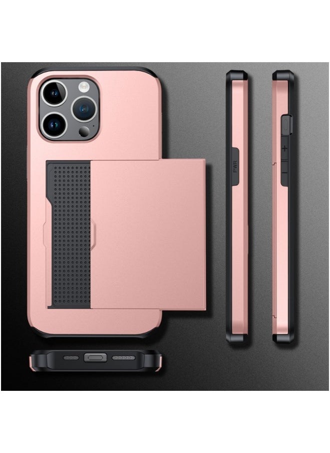 WAOKN - Wallet Case for iPhone 15 Pro Max,Anti-Drop Cushioned Slim Fit Protective Soft TPU Shockproof Case with Cute Card Holder,Slim and Shockproof Fingerprint Resistant Cover,with Hidden Card Holder,Pink - Image 1