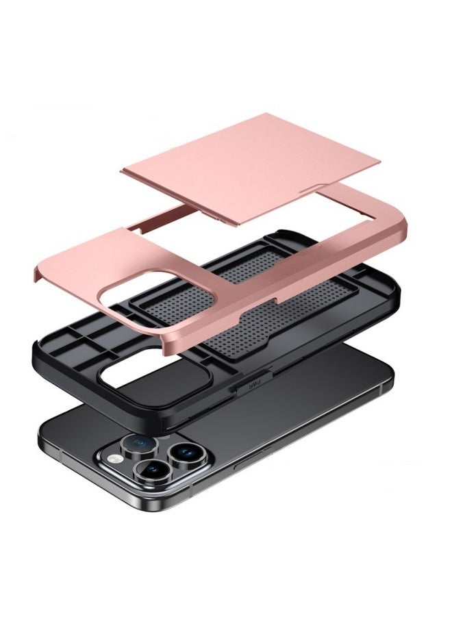 WAOKN - Wallet Case for iPhone 15 Pro Max,Anti-Drop Cushioned Slim Fit Protective Soft TPU Shockproof Case with Cute Card Holder,Slim and Shockproof Fingerprint Resistant Cover,with Hidden Card Holder,Pink - Image 1