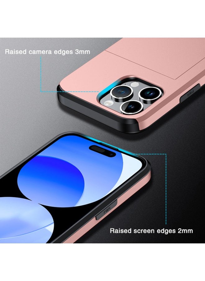 WAOKN - Wallet Case for iPhone 15 Pro Max,Anti-Drop Cushioned Slim Fit Protective Soft TPU Shockproof Case with Cute Card Holder,Slim and Shockproof Fingerprint Resistant Cover,with Hidden Card Holder,Pink - Image 1
