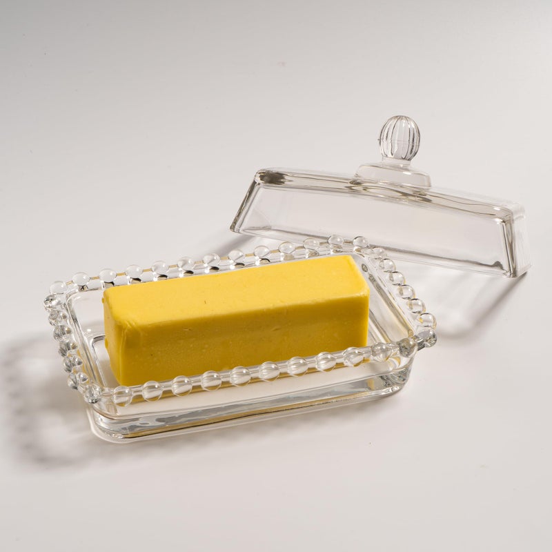 QIANCHANG Glass Butter Dish with Lid for Countertop, Clear Crystal Glass Covered Butter Stick Holder Tray, Butter Storage Container for Fridge - Image 3