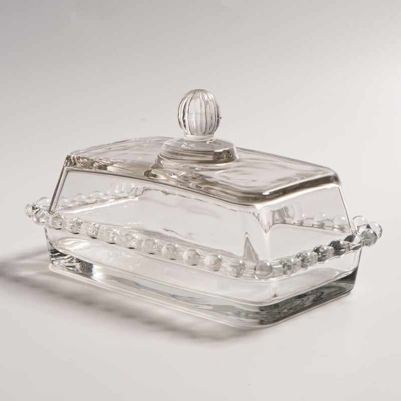 QIANCHANG Glass Butter Dish with Lid for Countertop, Clear Crystal Glass Covered Butter Stick Holder Tray, Butter Storage Container for Fridge - Image 1