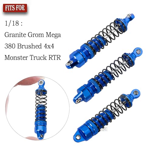 hopsupRC Full Aluminum Big Bore RC Shocks Absorber Damper Upgrades Part for 118 Granite Grom Mega 380 Brushed 4x4 Monster Truck RTRFront Rear Assembled Full Metal Shocks4PCS Navy Blue - Image 3