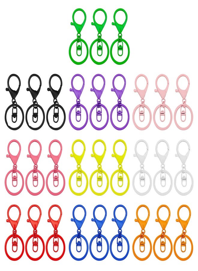 Oubaka 30Pcs Lobster Claw Clasps Keychain for Jewelry Making,Colorful Metal Lobster Clasp Swivel Trigger Clips with Swivel Clasps Hook Clips Flat Split Keychain Ring for DIY Craft Jewelry Making(10 Colors) - Image 1