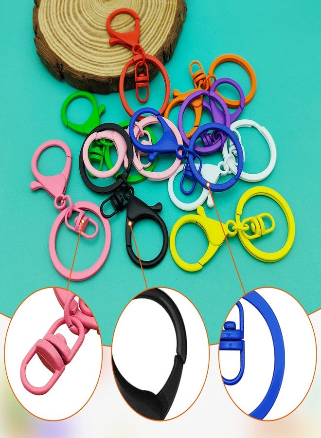 Oubaka 30Pcs Lobster Claw Clasps Keychain for Jewelry Making,Colorful Metal Lobster Clasp Swivel Trigger Clips with Swivel Clasps Hook Clips Flat Split Keychain Ring for DIY Craft Jewelry Making(10 Colors) - Image 4