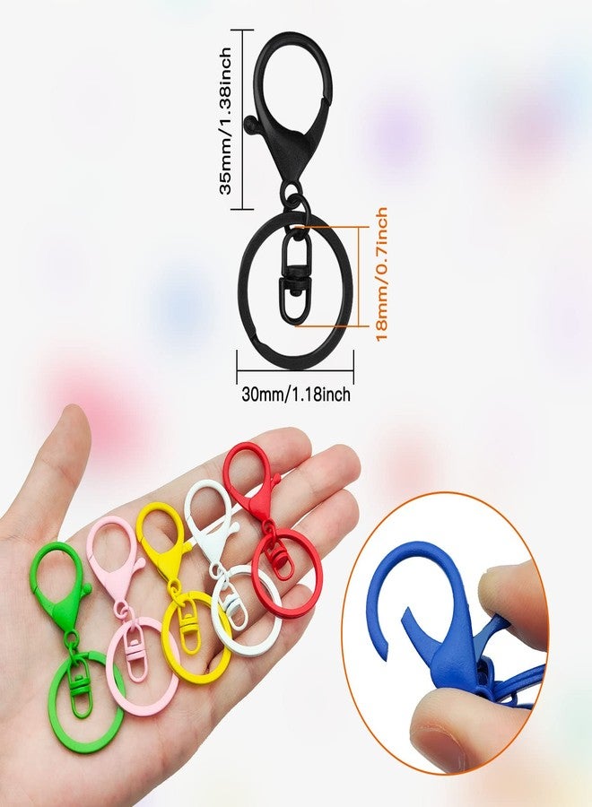 Oubaka 30Pcs Lobster Claw Clasps Keychain for Jewelry Making,Colorful Metal Lobster Clasp Swivel Trigger Clips with Swivel Clasps Hook Clips Flat Split Keychain Ring for DIY Craft Jewelry Making(10 Colors) - Image 5
