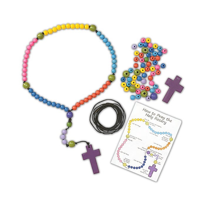 WOOD BEAD ROSARY CRAFT KIT 12 PACK
