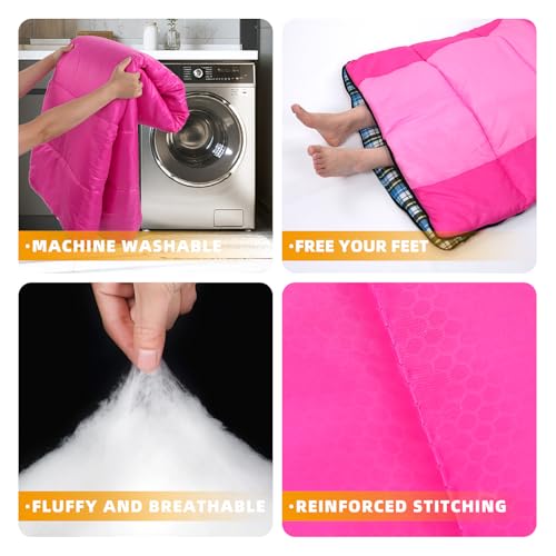 Kanyak Sleeping Bags for Adults Teens Cold Weather &Warm, 3 Seasons, Cotton Flannel Liner Sleeping Bag, Lightweight Compact Camping Essentials Equipment, Hiking, Outdoor, Travel(T-Shaped) (Double Pink) - Image 4