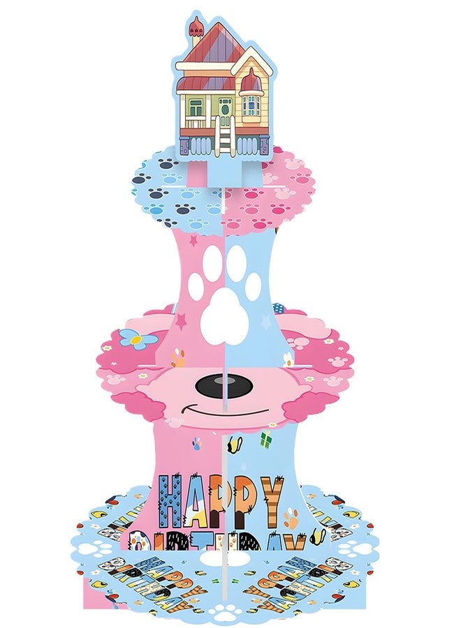 NF orange Blue Dog Birthday Cupcake Stand,Cartoon Birthday Party Supplies，Cute Dog Dessert Stand for Shower Baby Shower Birthday Party - Image 1
