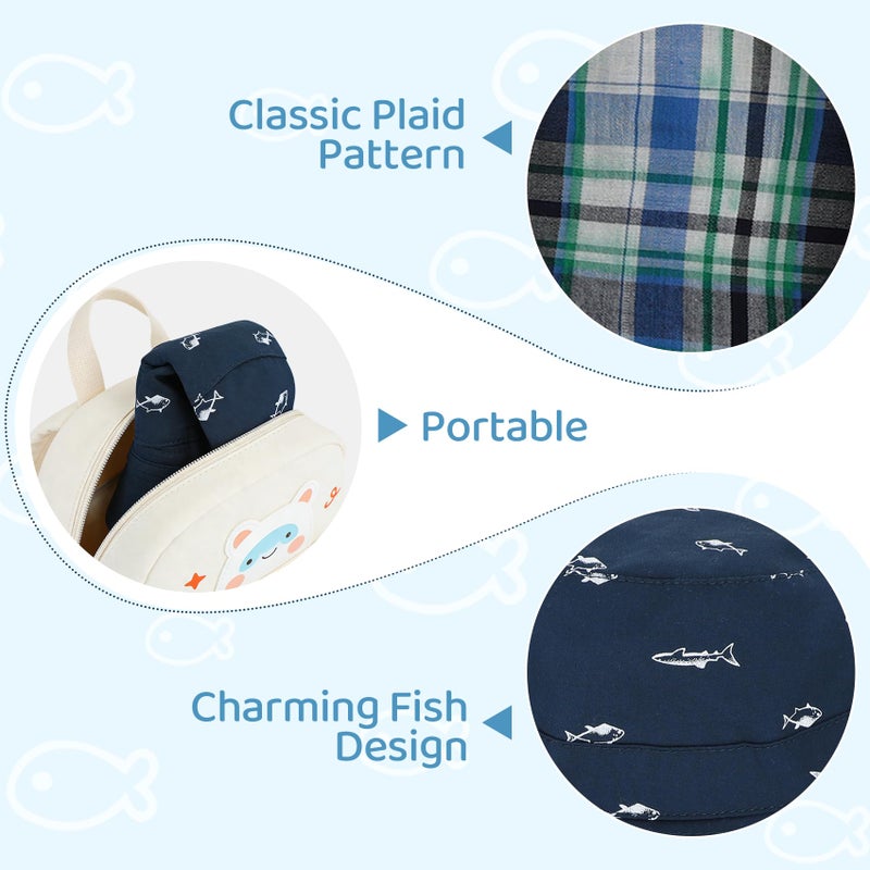 Durio Toddler Sun Hat - UPF 50+ Infant Newborn Summer Bucket Hats for Boy Girl, Wide Brim Baby Sun Hat for Beach Outdoor Play, Navy Fish 12-24 Months - Image 4