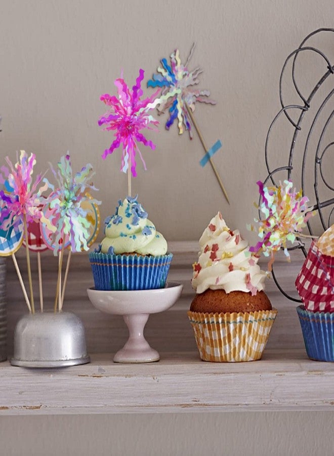 JOGILBOY 10 Pcs Happy Birthday Cake Toppers Foil Firework Cupcake Toppers Sparkle Tinsel Drink Stirrers Flowers Cake Decoration Cocktail Food Fruit Toothpick for Cake Decoration Party Supplies - Image 4