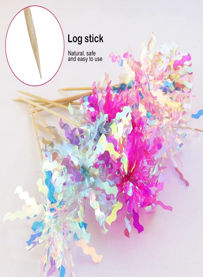 JOGILBOY 10 Pcs Happy Birthday Cake Toppers Foil Firework Cupcake Toppers Sparkle Tinsel Drink Stirrers Flowers Cake Decoration Cocktail Food Fruit Toothpick for Cake Decoration Party Supplies - Image 3