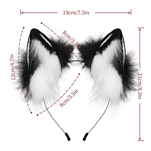 HAOAN Handmade Wolf Fox Fur Ears Hairhoop Headwear Anime Fancy Dress Party Cosplay Halloween Costume Headband Hairband - Image 2