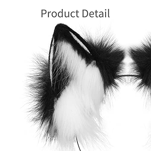HAOAN Handmade Wolf Fox Fur Ears Hairhoop Headwear Anime Fancy Dress Party Cosplay Halloween Costume Headband Hairband - Image 3