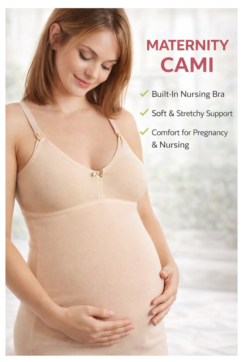 Funna Women's Nursing Vest,Pregnancy Slim Fit Vest Top For Mom,Elastic Fabric Breastfeeding Maternity Camisole,Ladies Free Nursing Vest Built-in Bra,Quick Clip-Down Access For Pumping/Nursing (Size - L ) - Image 1