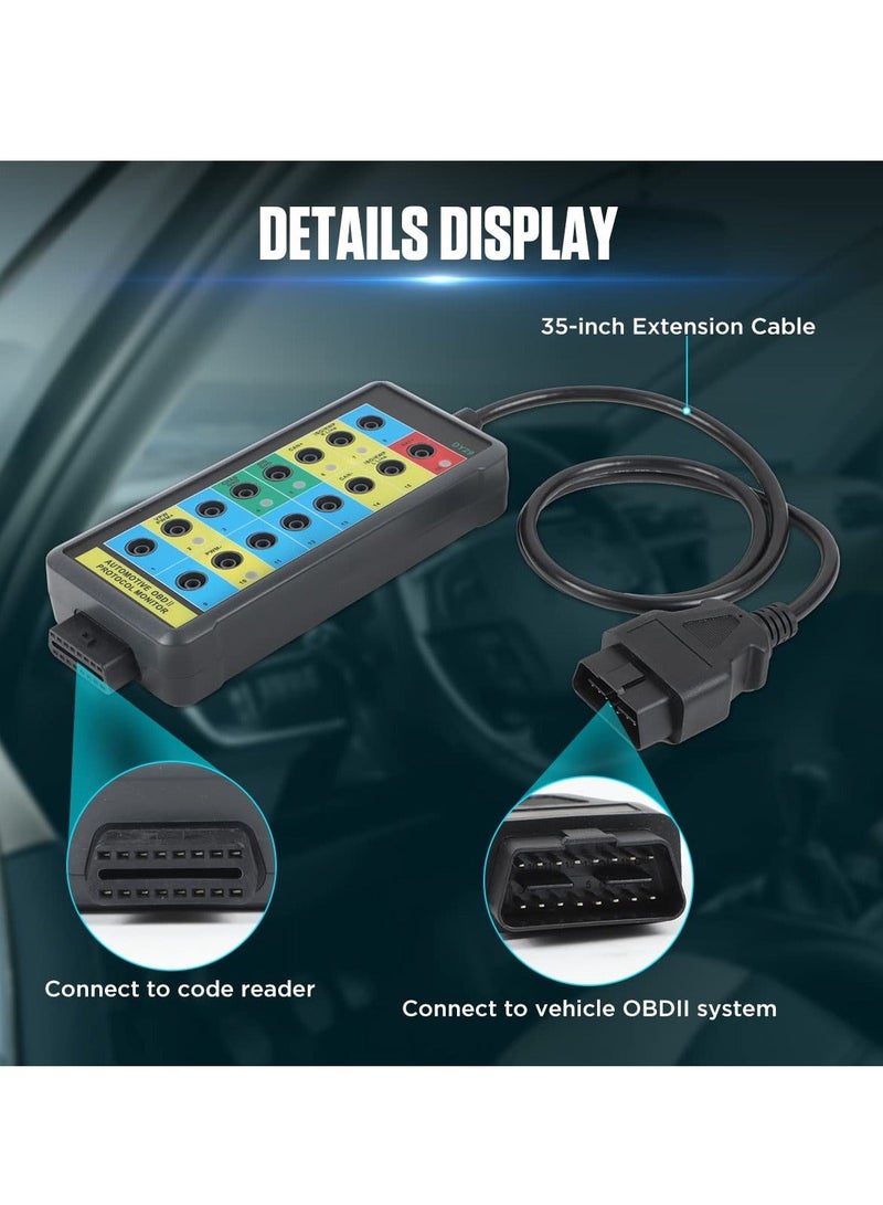 OBD2 Breakout Box, Auto OBDII Protocol Detector 16-Pin CAN Bus Test Breakout Box, with OBD2 Scanner Connector, 4mm Banana Jack, 35-inch Cable  - Image 5
