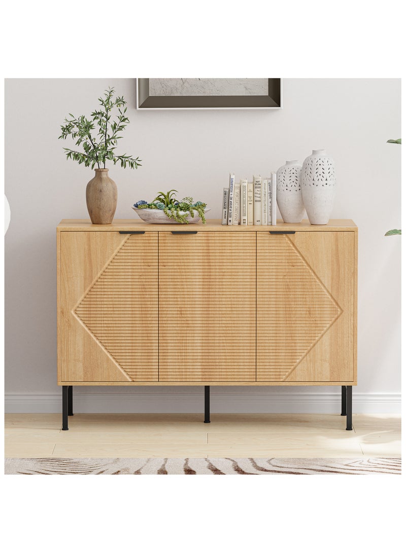 Chogori Long Buffet Side board Cabinet,45.98" Large Office Coffee Bars Station,Extra Wide Farmhouse Accent Cabinets with 3 Doors and Shelves,Fluted Entryway Cabinet TV Consoles for living room,Hallyway - Image 1