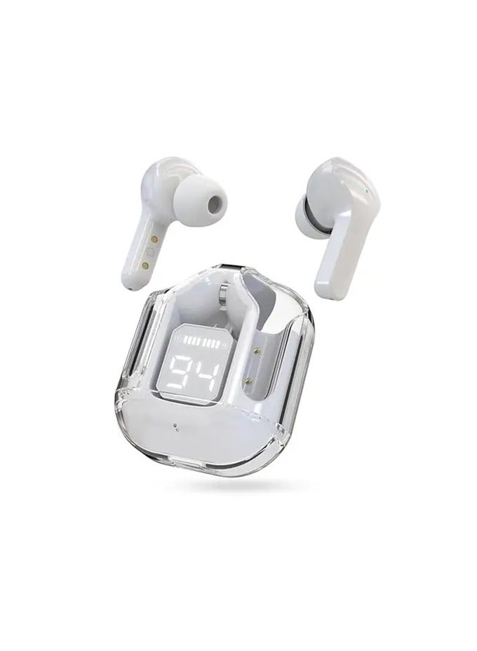 ACEFAST HY Crystal-T6 Earbuds With LED Display Gaming Headphones Portable Stereo HD Sound Microphone Crystal Case Noise Cancellation With Charging(White) - Image 2